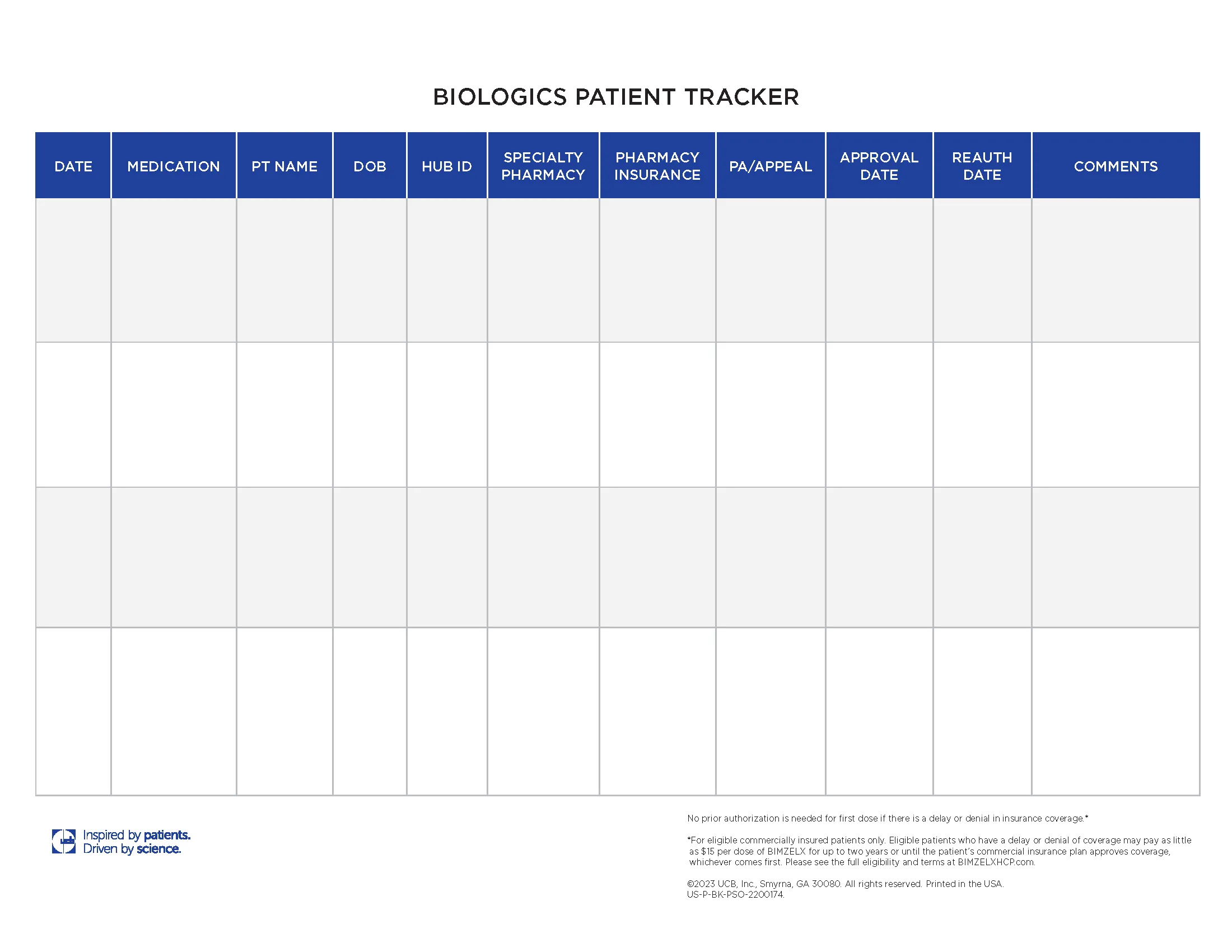 patient tracker form